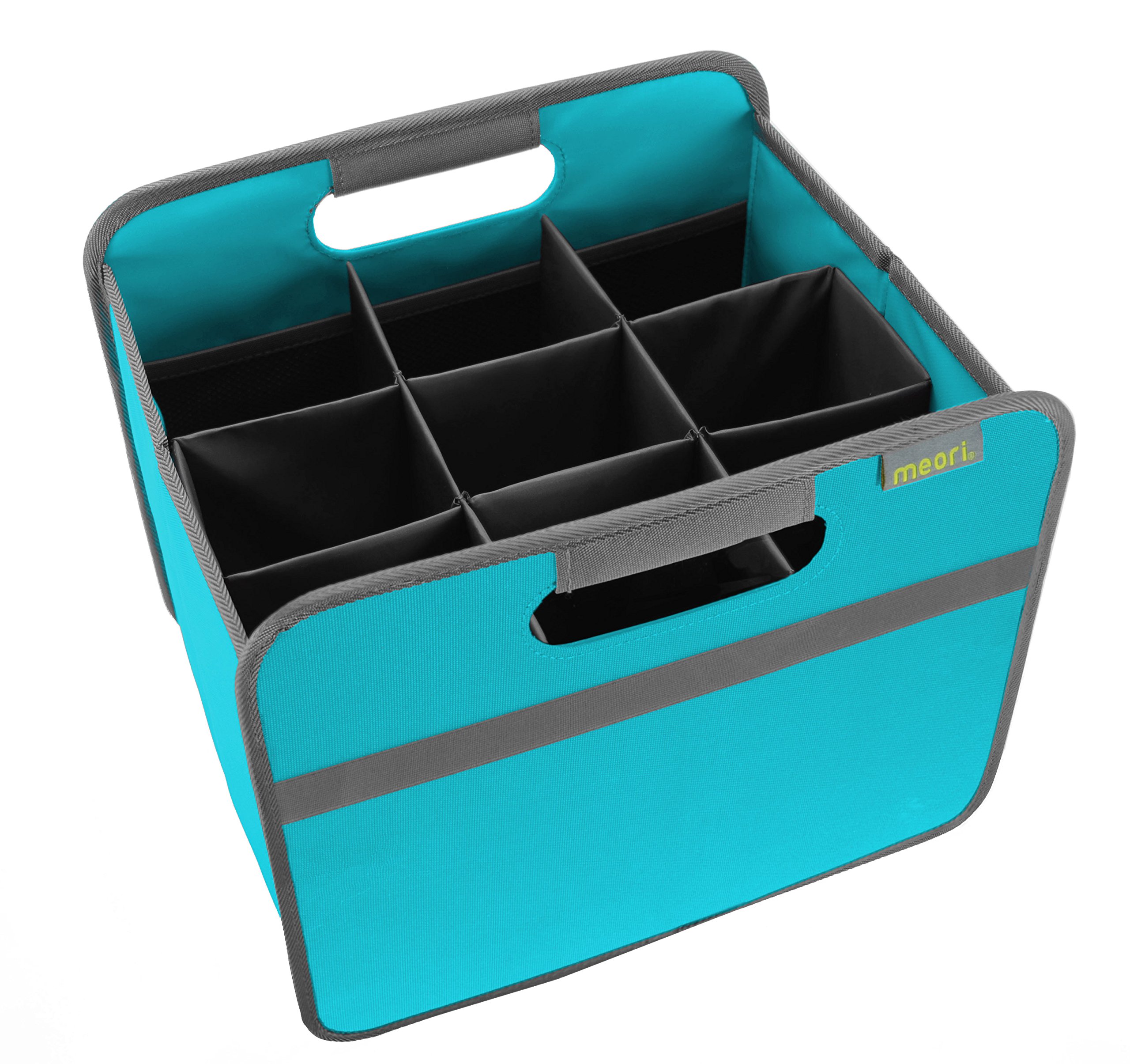 meori Foldable Wine Carrier 9 Slot Azure Blue Carry Liquor Glasses