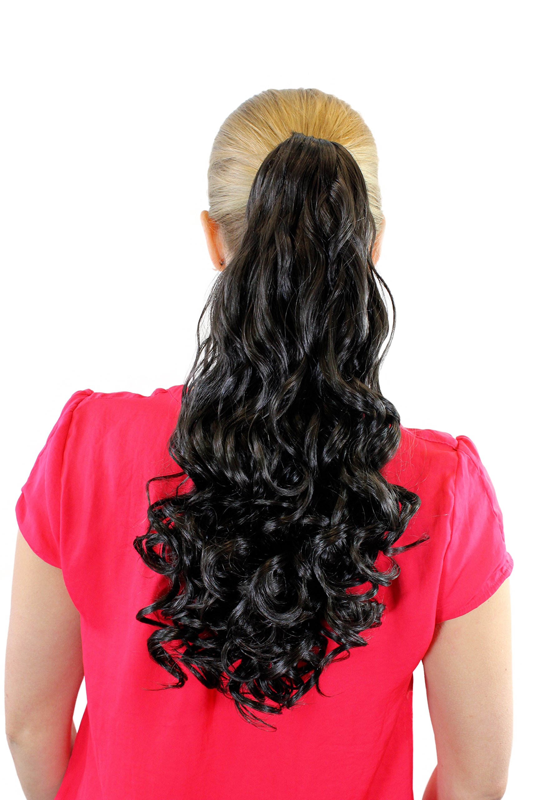 WIG ME UP - JL-4013-4 Ponytail Hairpiece extension medium length curled curls dark brown claw clamp 18inch