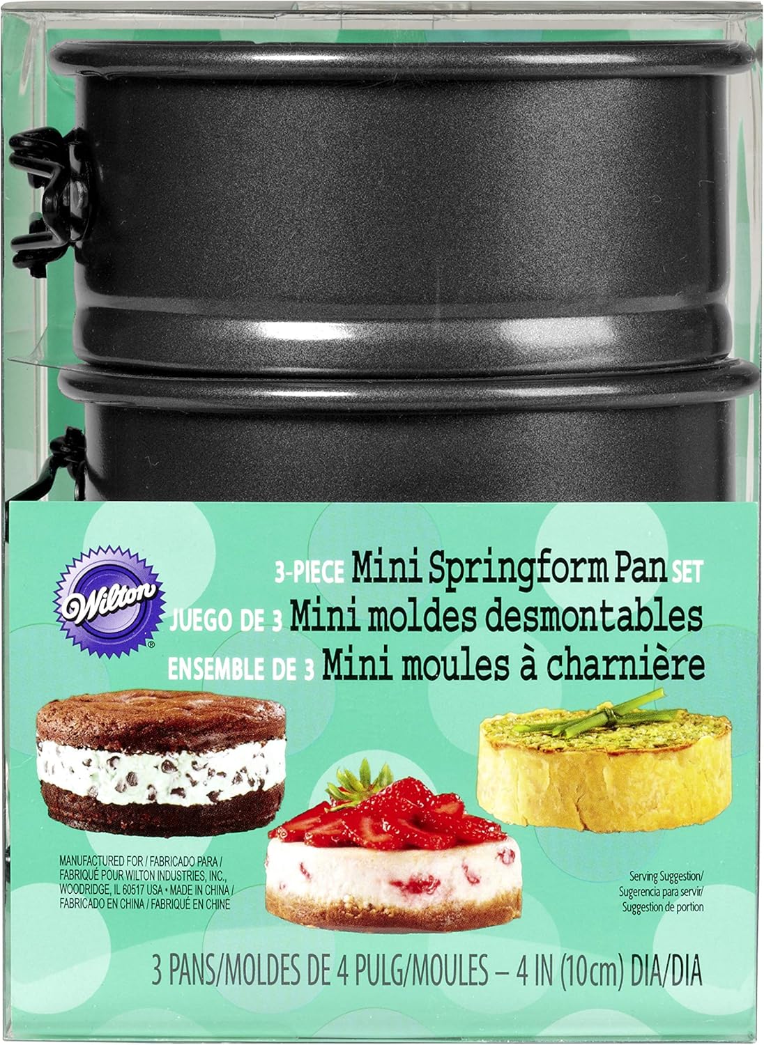 Wilton 4-Inch Mini Springform Pans for Mini Cheesecakes, Pizzas and Quiches, Durable Non-Stick Surface, Set 3-Piece: Springform Cake Pans: Kitchen & Dining