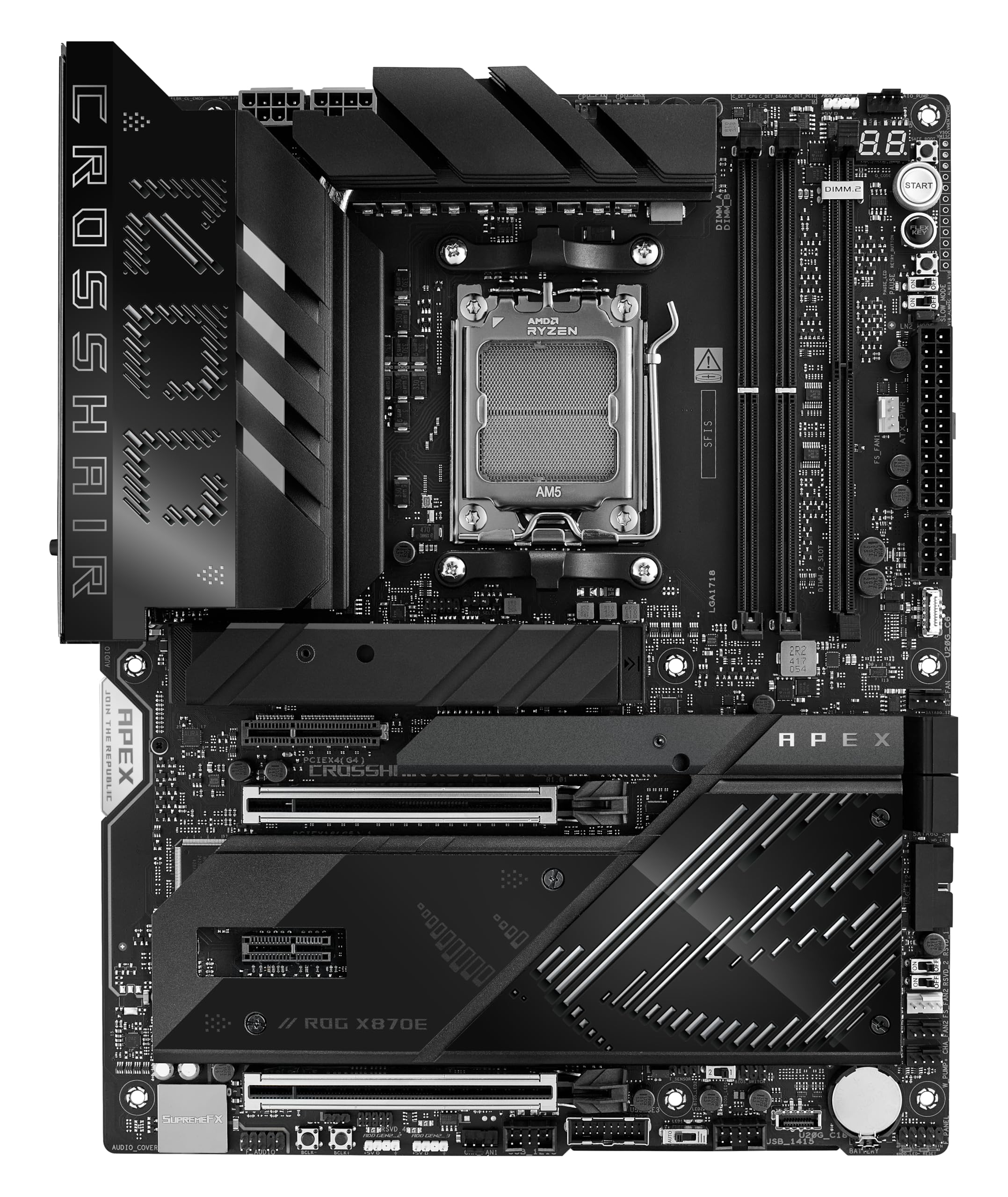 ASUS ROG Crosshair X870E APEX Gaming Mainboard Sockel AMD AM5 (Ryzen 9000, ATX, PCIe 5.0, DDR 5 Speicher, WiFi 7, AI Overclocking, PCIe Q-Release, Aura Sync)