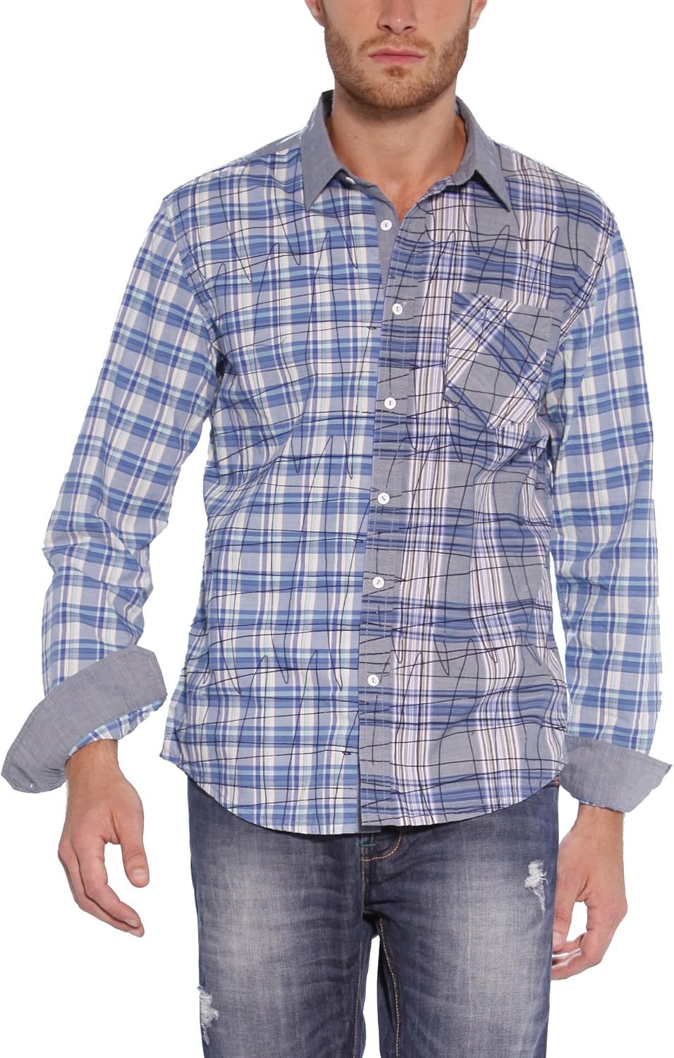 Desigual - Camisa de Manga Larga para Hombre, Talla 39, Color ...