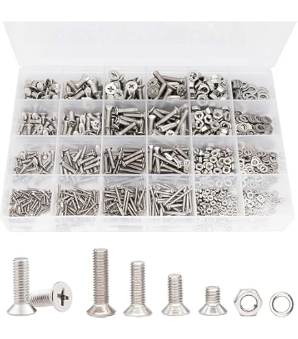1250PCS Black Nylon Screws & Nuts Assortment - M2 M3 M4 M5 M6 Metric Phillips Bolts Kit