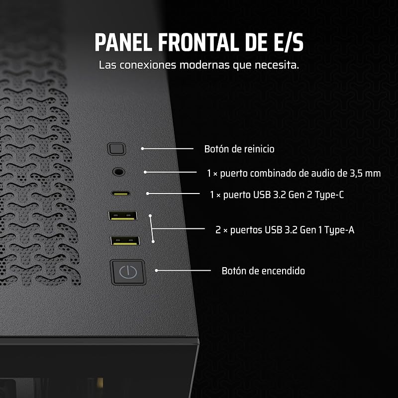 iCUE Link 3500X RGB Mid-Tower ATX Caixa para PC - Vidro Panorâmico Temperado - Placa Mãe Compatível com Ligação Inversa - 3X Ventoinhas RGB CORSAIR RX120 Incluídas - Preto