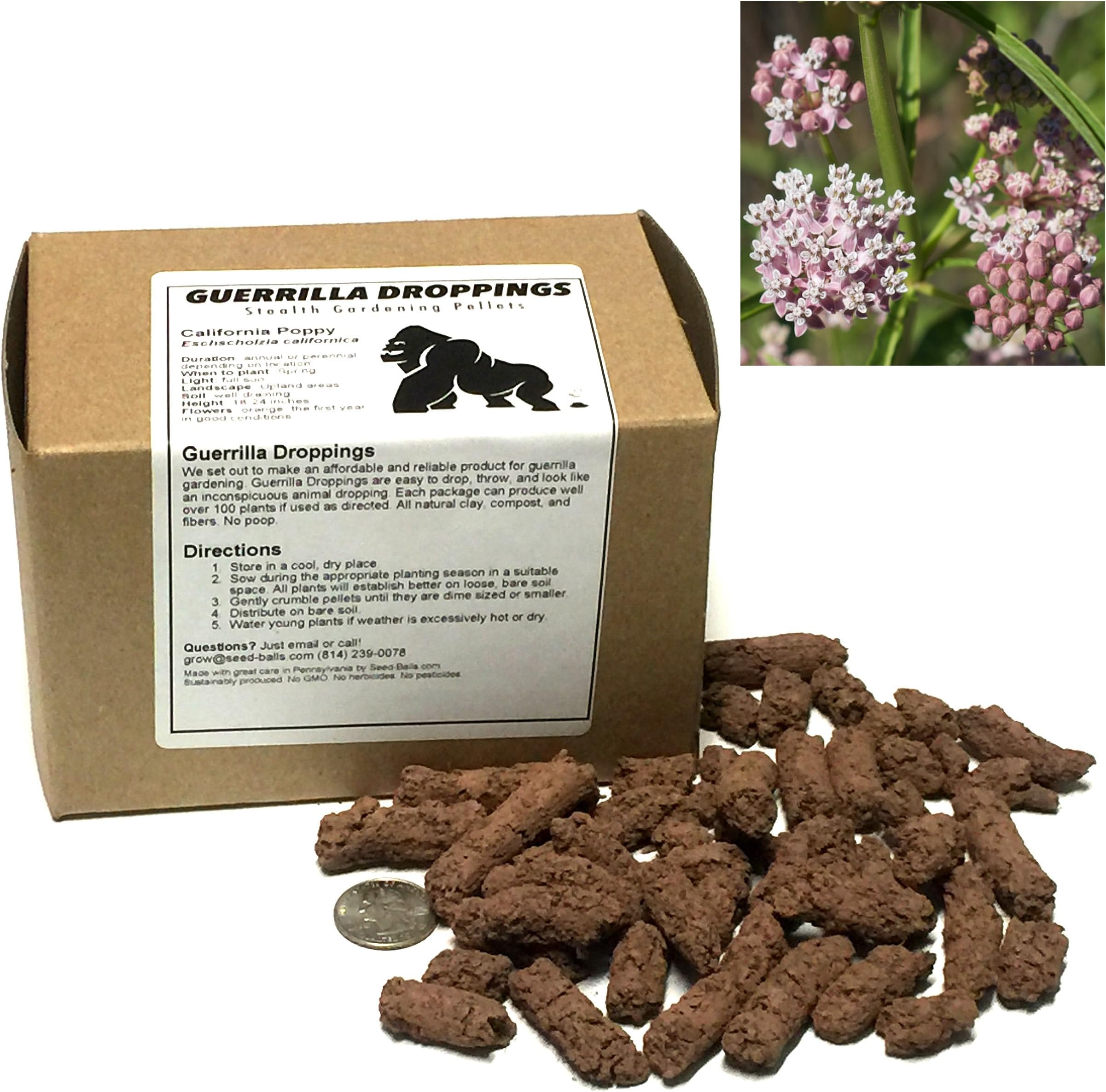Narrowleaf Milkweed Guerrilla Droppings - Seed Pellets for Guerrilla Gardening (Asclepias fascicularis)