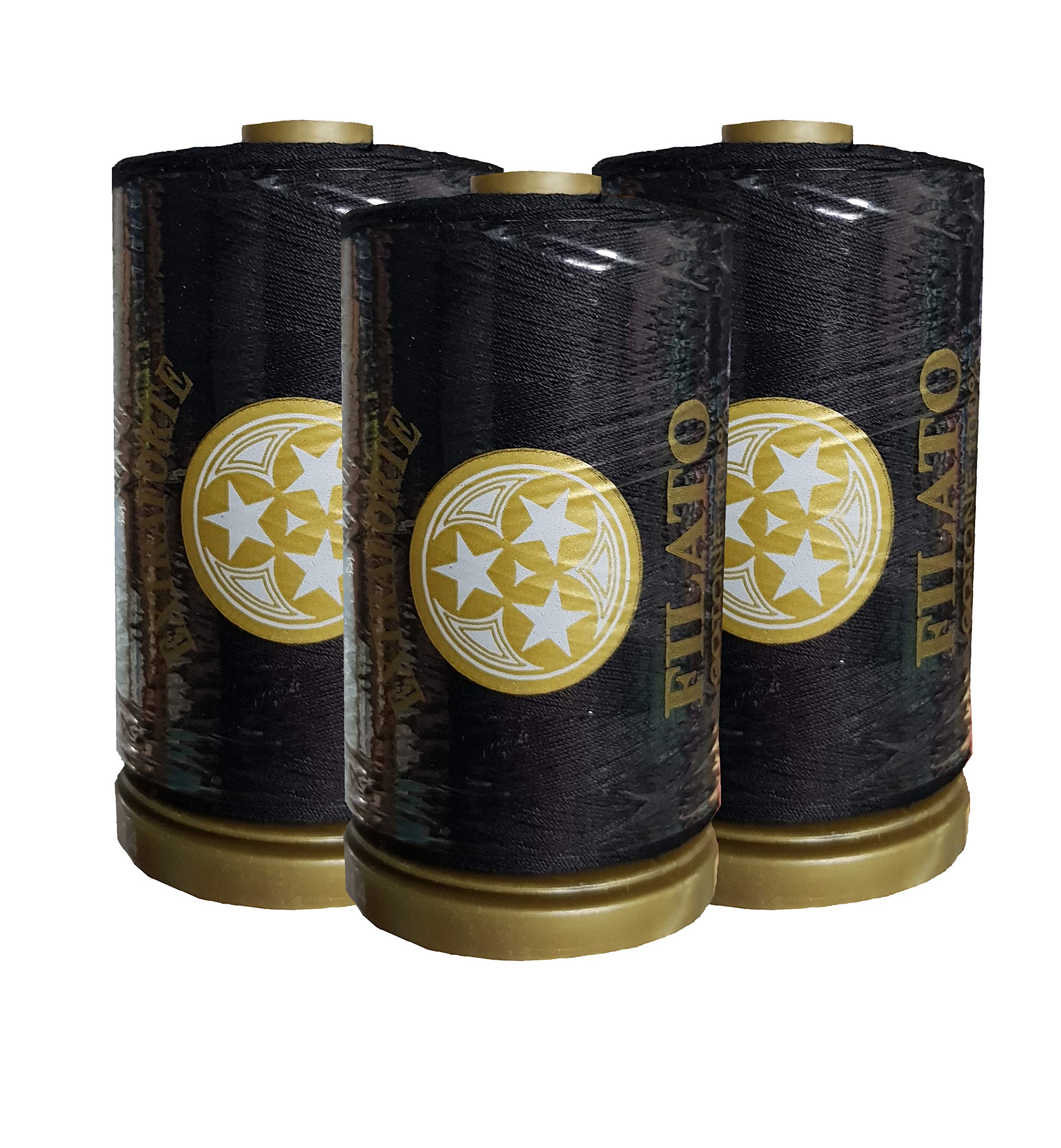 Three Star Sewing Thread Brand Gold (Black, 3X)