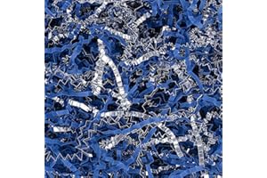 LDKGHE 4 oz Crinkle Cut Paper Shred Filler for Gift Wrapping Baskets Filling Box Birthdays Christmas Thanksgiving Easter Weddings Valentines Mother's Day Anniversaries (Dark blue and Silver)