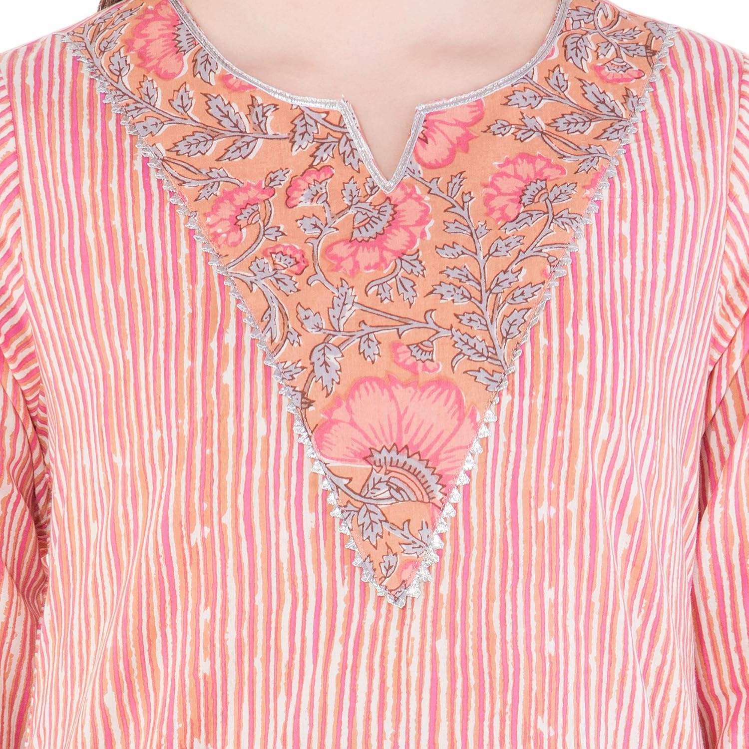 harshana women's printed kurta with palazzo set (pink)