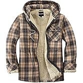 Elesuit Men's Full Zip Fleece Flannel Jackets Shirt Plaid Cotton Hoodies Soft Warm Coat for Men with Hood