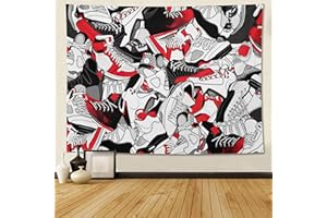 Narikuto Retro Basketball Tapestry Wall Hanging Party Decorations Sport Shoes Poster Sneaker Ball Sneaker Head Backdrops Banner for Birthday Celebration Basketball-Themed Bedroom Aesthetic 60" x51"