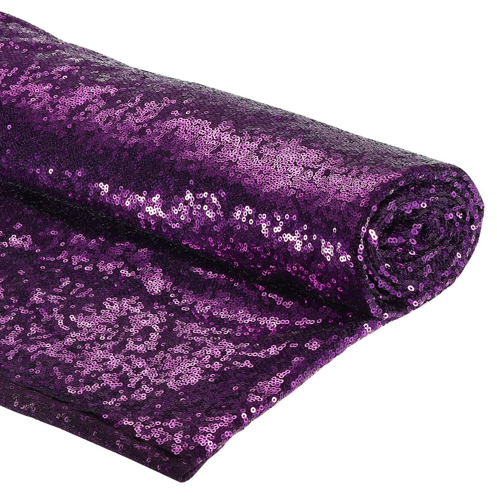 PATIKIL Sequin Fabric Purple, 4 Yards Length 4.9 Feet Wide, Mesh Fabric Full Glitter Sequins Fabric Sewing