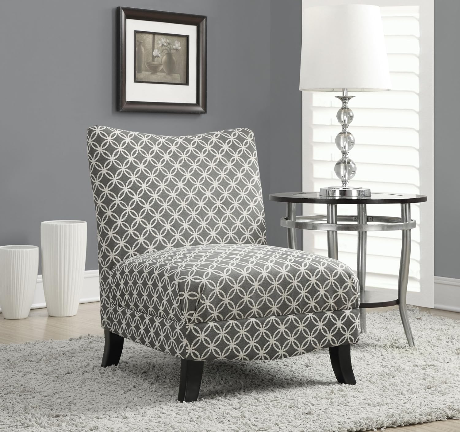 GREY " CIRCULAR " FABRIC ACCENT CHAIR Kitchen & Dining