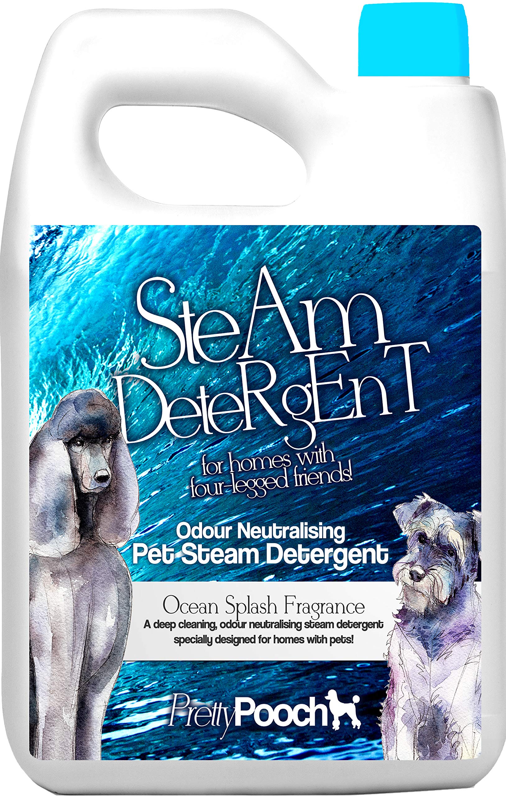 Pretty Pooch Pet Steam Detergent for Steam Mops (5 Litres, Ocean Splash Fragrance) - Kills 99.9% of Bacteria, Neutralises Stinky Odours & Leaves Floors Gleaming!