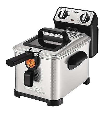 Tefal FR5101 Fritteuse Filtra Pro Inox and Design, Timer, wärmeisoliert, Clean-Oil-System, 2300 W, edelstahl / schwarz