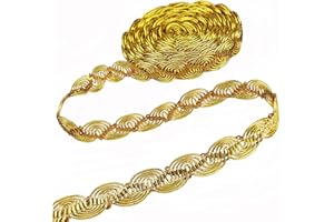 GXTIZAS Gold Gimp Braid Trim 6 Yards Metallic Scalloped Edge Lace Trim for Sewing Curtain Holdbacks Lampshades