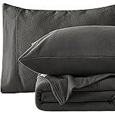 Love's cabin Fleece Queen Sheet Set - 4 Pcs Dark Grey Winter Soft Plush Polar Fleece Bed Sheets Set with 16" Deep Pocket,Cozy Warmth for Cold Season(1 Flat Sheet,1 Fitted Sheet,2 Pillow Cases)