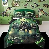 Feelyou Kids Dino Comforter Set Twin Size for Boys Green Dinosaur Bedding Soft Microfiber Dino Bed Set All Season Dinosaur Duvet Quilt with 1 Comforter + 1 Pillowcase