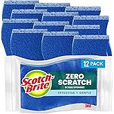 Scotch-Brite Zero Scratch Scrub Sponges, 12 Pack | Kitchen Sponges for Cleaning Home, Bathroom, Effective + Gentle Dish Scrubber, Safe on Nonstick surfaces