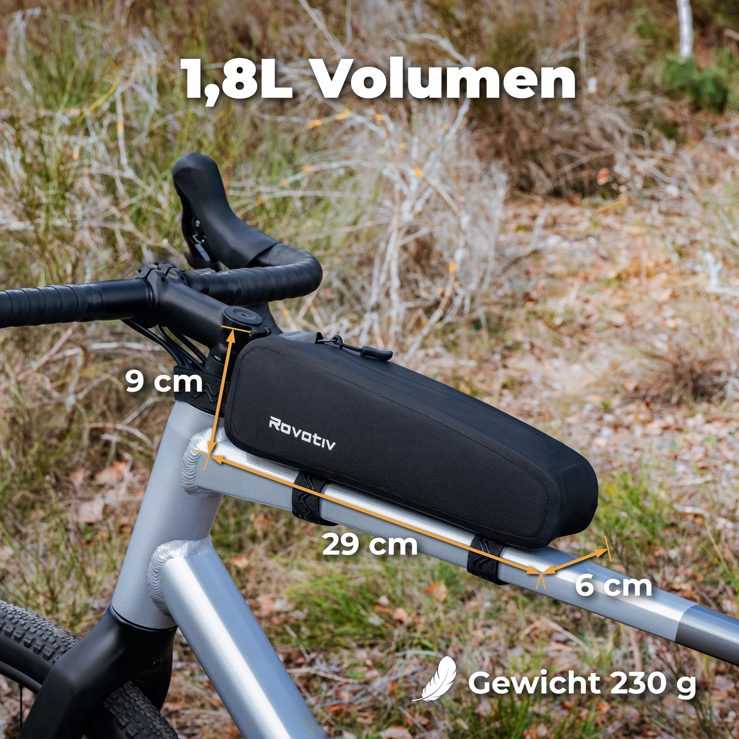 Rovativ® - Bikepacking Oberrohrtasche [1,8L] 100% Wasserdicht 2