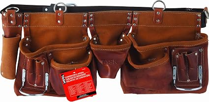 Task Tools T77265 Carpenter's Apron, Oil-Tanned Split with Leather Belt, 12-Pocket