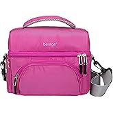 Bentgo Deluxe Lunch Bag - Durable and Insulated Lunch Tote with Zippered Outer Pocket, Internal Mesh Pocket, Padded & Adjustable Straps, & 2-Way Zippers - Fits Most Lunch Boxes (Purple)