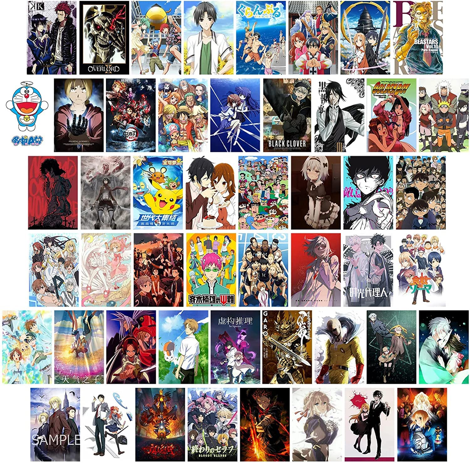 ZPPLD 50pcs Anime Wall Collage Kit,Anime Collage Kit for Wall Aesthetic,Anime Poster,Manga Posters,Aesthetic Picture for Wall Collage,Anime Posters Dorm Decor Bedroom Decor for Anime Lovers (E)
