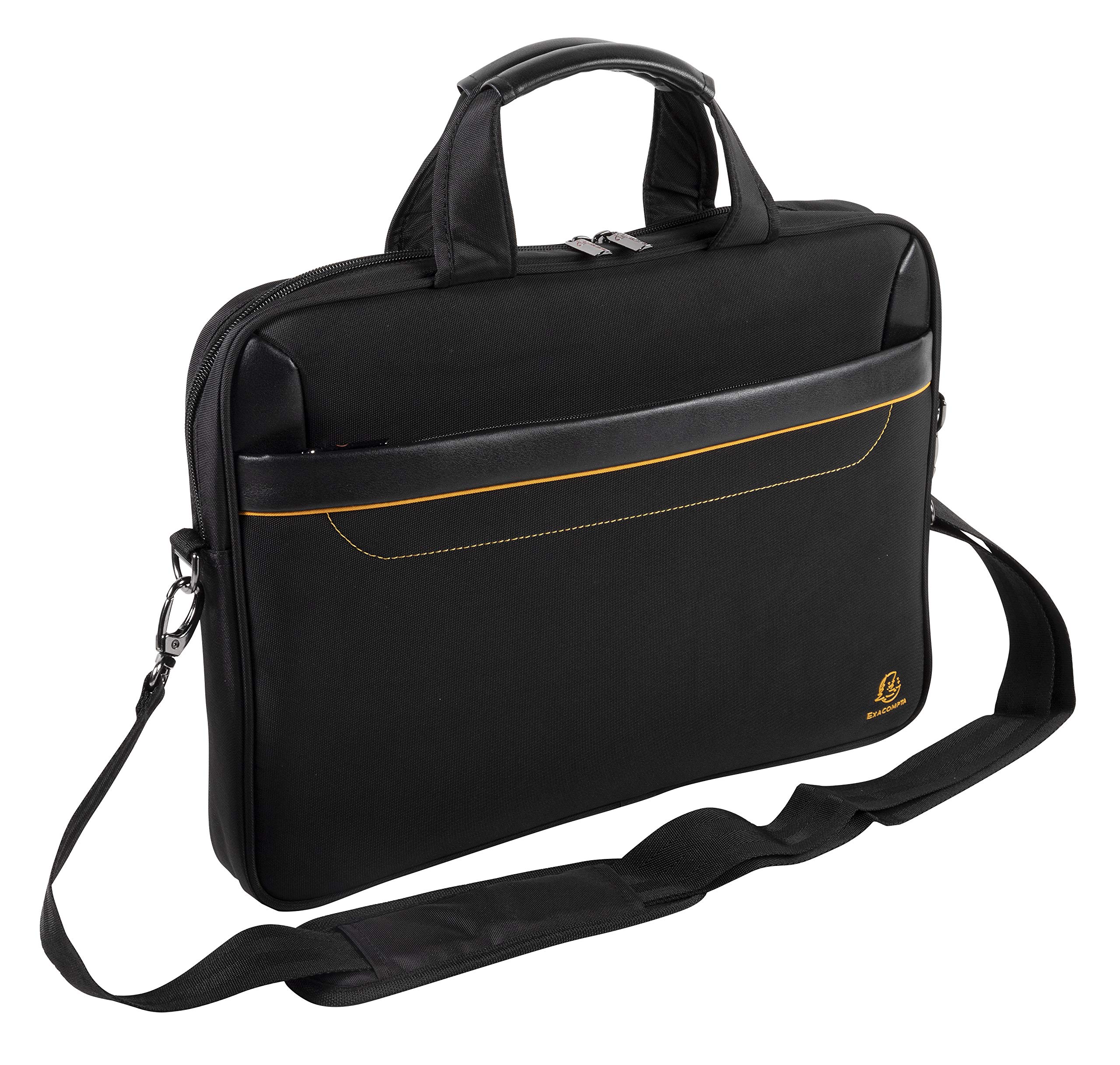 Exacompta - Ref 17434E - Exactive Laptop Briefcase - 305 x 420 x 50mm in Size, Padded Compartment for a 15.6" Laptop or Tablet, Hardwearing Polyester - Black & Orange