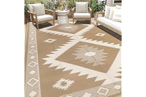 HEBE Outdoor Rug 9'x12' for Patios Clearance Waterproof Patio Mat Plastic Straw Rug Reversible RV Camping Tent Rug Outside Indoor Outdoor Area Rugs for RV,Deck,Beach,Balcony,Camper