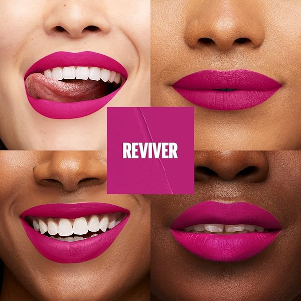 MAYBELLINE SUPER STAY MATTE INK LIQUID LIP COLOR, MOODMAKERS LIPSTICK COLLECTION, LONG LASTING, TRANSFER PROOF LIP MAKEUP, REVIVER, PLUM, 1 COUNT