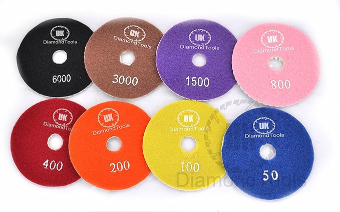 Diamant Polierset Für Beton & Stein - 7-teiliges Set Mit 50-3000 Körnung - Perfekt Für Marmor, Granit, Terrazzo