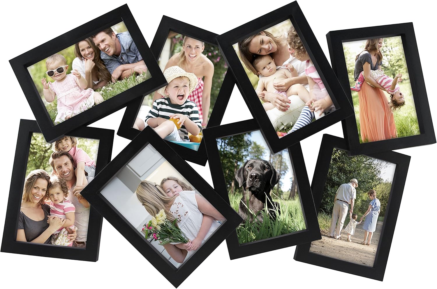 MCS ZigZag Collage Frame, 8 Openings, 4 x 6inch, Black, 4 by 6