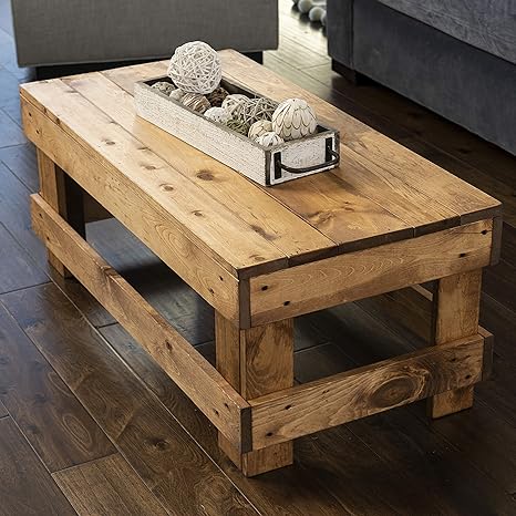 Amazon Com Del Hutson Designs Landmark Pine Natural Solid Wood Farmhouse Living Room Coffee Or End Table Coffee Table Walnut Kitchen Dining