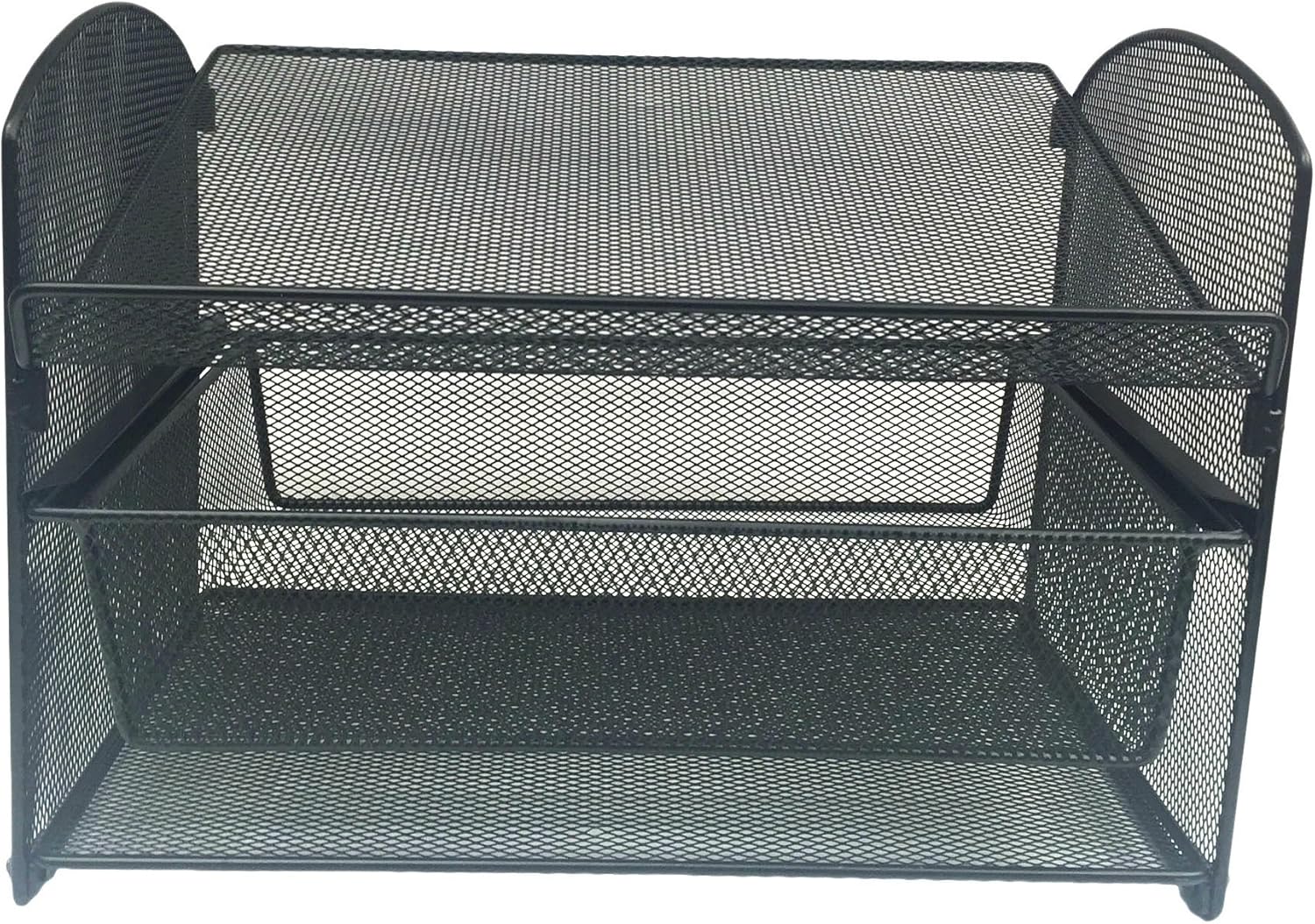 VANRA Metal Mesh Desktop Organizer Telephone Stand Phone Stand File Sorter Desk File Tray Organize File Folder Holder with Drawer, Black : Office Products