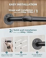 OROPY Industrial Pipe Clothes Rail Set of 2 92 cm Wall Mounted Retro Garment view 8
