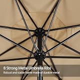 Yaheetech Garden Parasol Umbrella 3M Patio Table Umbrella Tan view 8