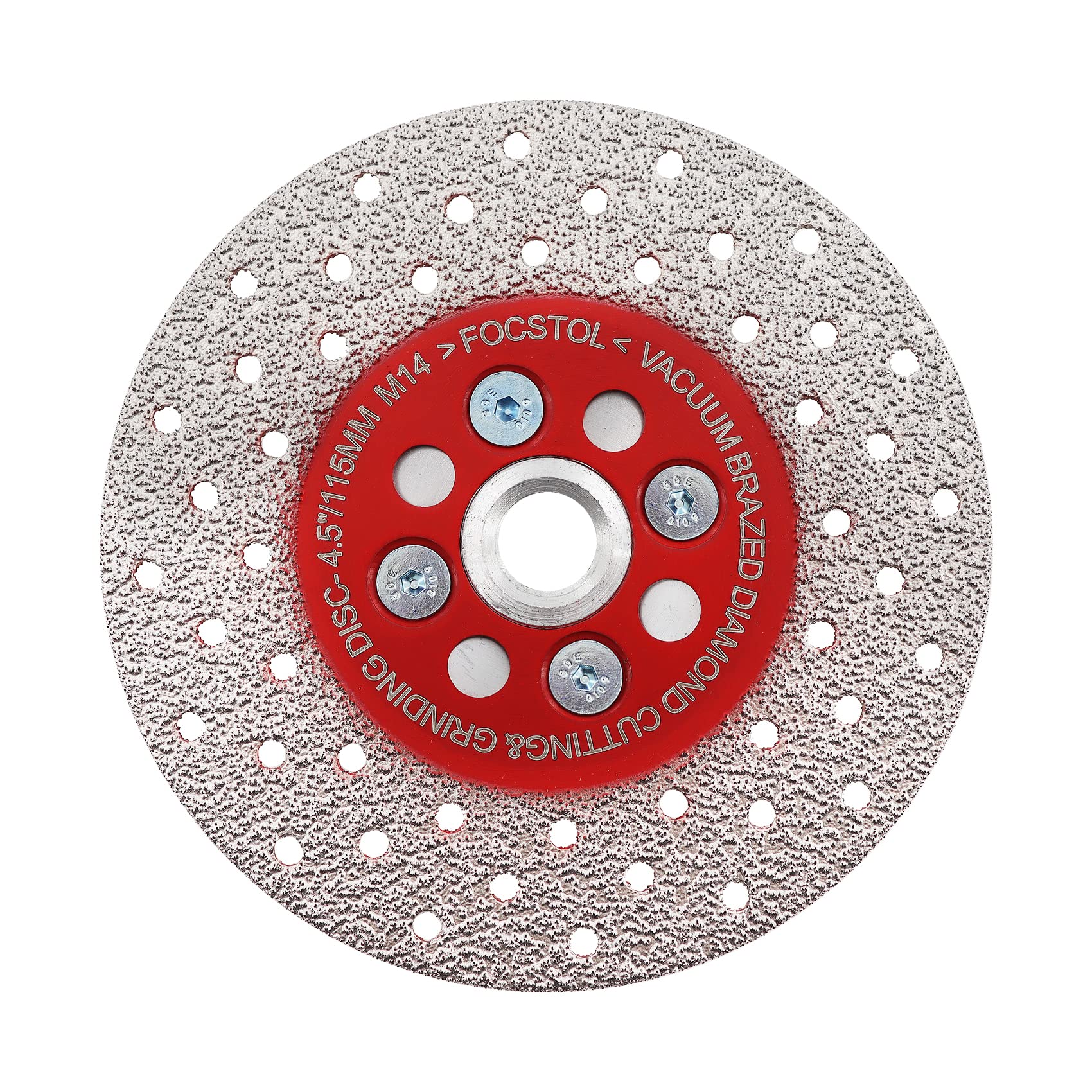 FOCSTOL Diamond Cutting Grinding Disc 115mm - Double Side Vacuum Brazed Diamond Blade for Granite Marble Porcelain Ceramic Tile M14 Thread
