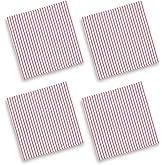 Cackleberry Home Red and White Ticking Stripe Woven Cotton Fabric Napkins 18 Inches Square, Set of 4