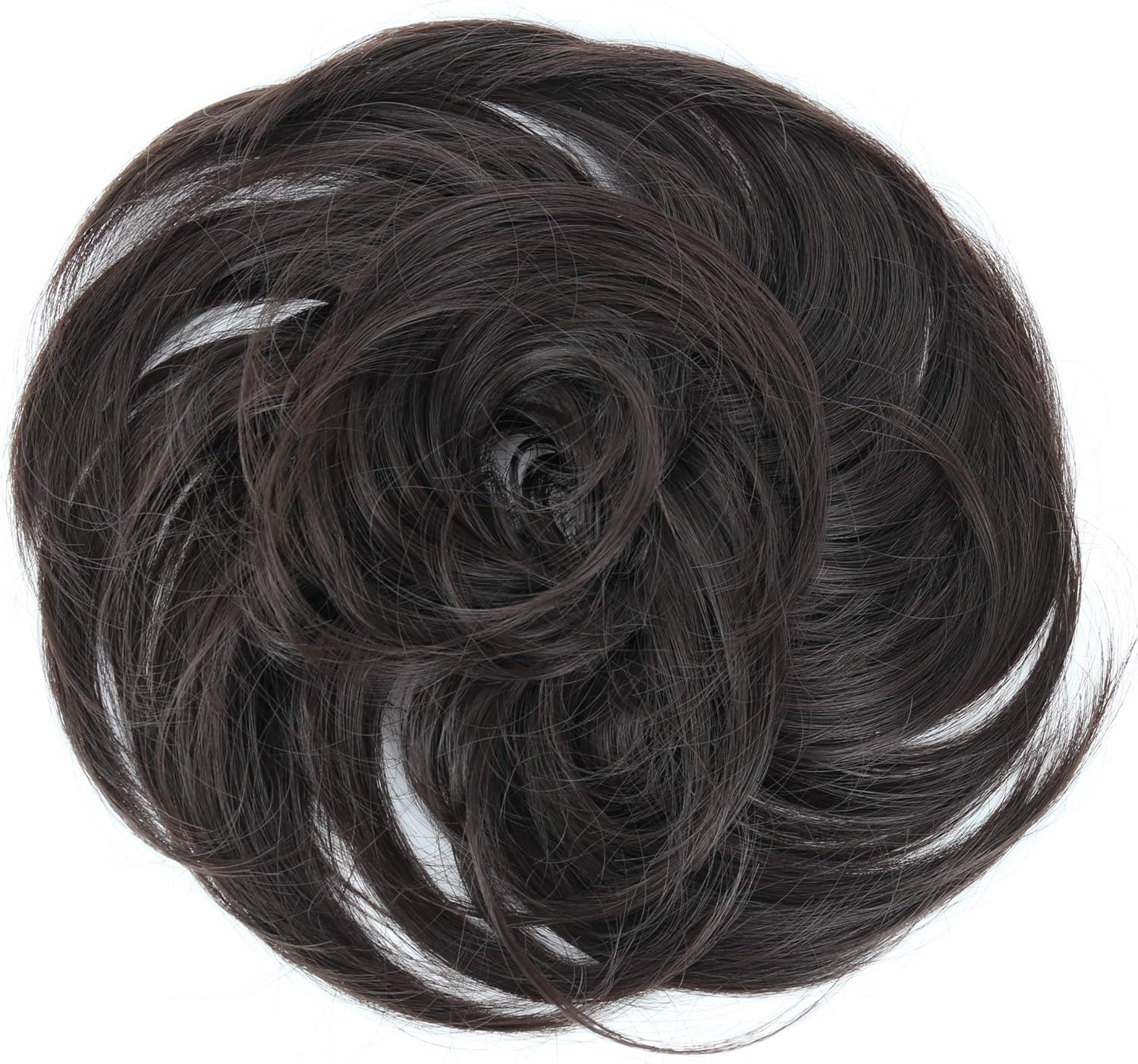 CAISHA Synthetic Fiber Hairpiece Scrunchie Scrunchy Updo Slightly Wavy Dark Brown G2B, dark brown #4A G2B - Image 3
