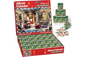 SOPU Puzzle Advent Calendar 2024 Christmas Puzzle - Santa Claus Delivers Gifts, 24 Boxes 1008 Pieces puzzles for adults Kids Christmas Countdown Calendar Christmas Gifts Puzzle Home Christmas Decorations