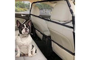 SNAGLE PAW Dog Car Barrier Escape-Proof, 50" Wide Car Divider for 2nd 3rd Row Seats & Cargo Area, Durable Back Seat Car Gate Trunk Barrier with See Through Net Mesh for Small Trucks & SUV & Mid-Sized Vehicle
