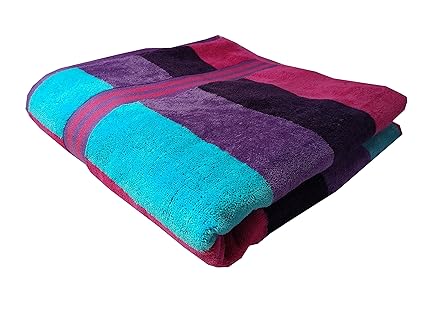 Space Fly Cabana Stripe Soft Cotton 1 Big Size Bath Towel ,30X60 Inches Multi-coloured