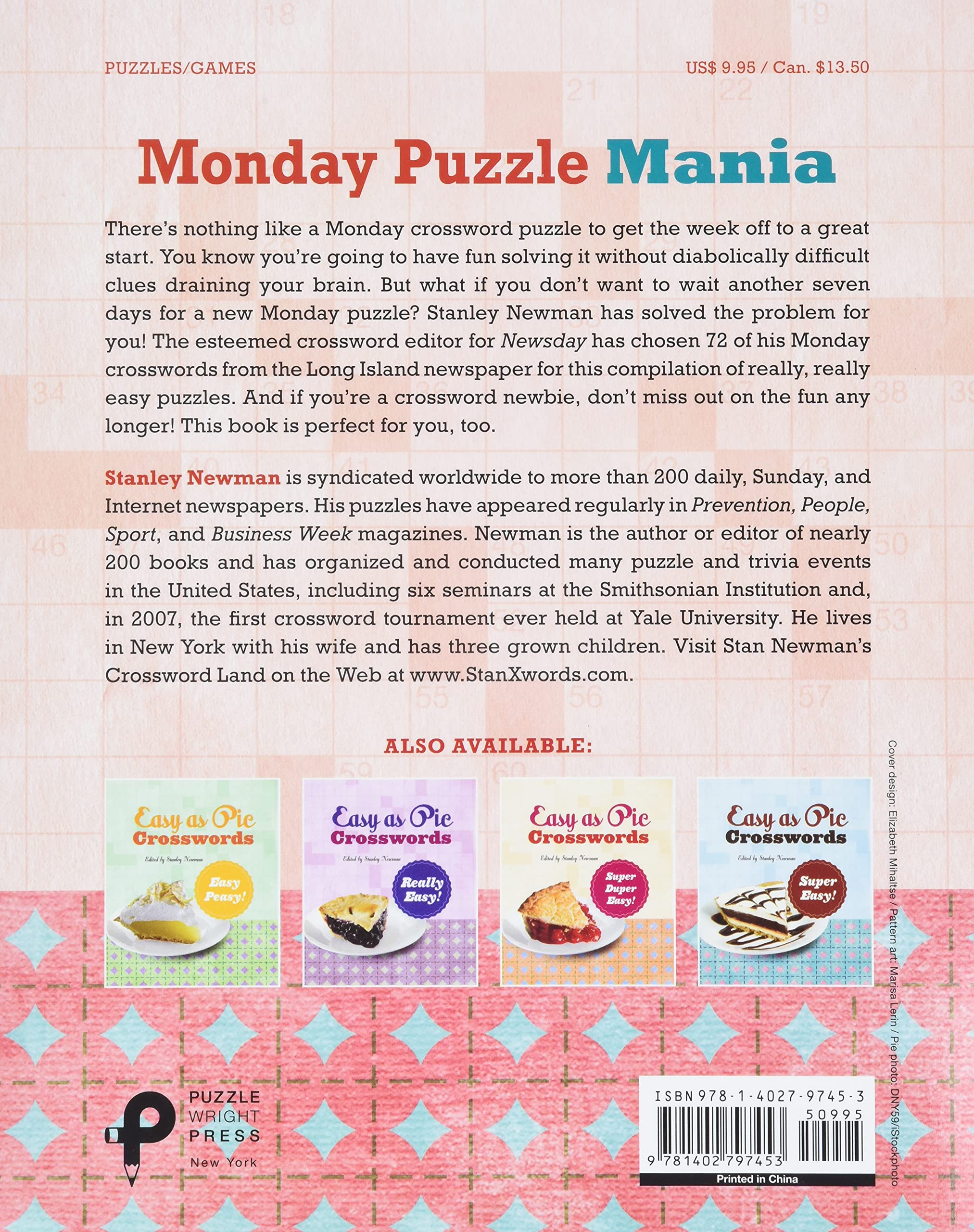 Easy As Pie Crosswords Really Really Easy 72 Relaxing Puzzles Newman Stanley 9781402797453 Amazon Com Books