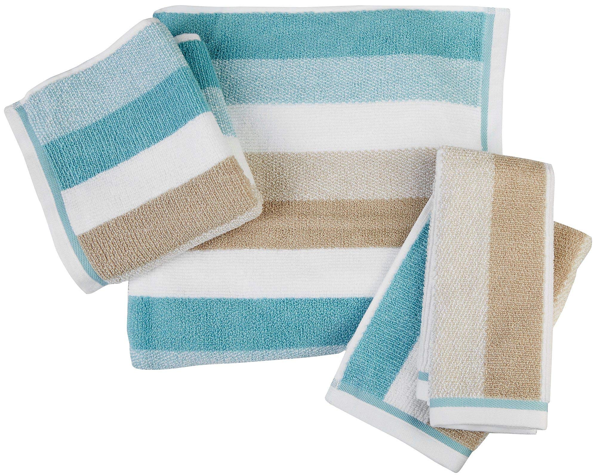 Caro HomeDana Stripe Towel Collection Hand Towel Blue/Beige/White