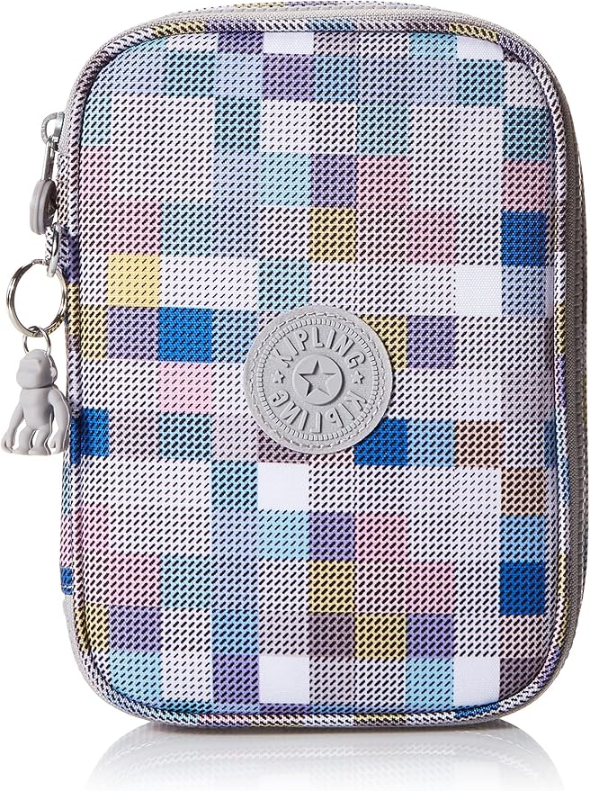 Kipling UnisexAdult 100 PENS Pencil Case, Grid Print, 6" L X 8.25" H X