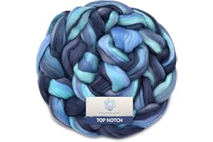 LIVING DREAMS YARN Top Notch Superfine Merino Fiber for Spinning & Felting. Super Soft Combed top roving in Stunning Color Blends, Seven Seas