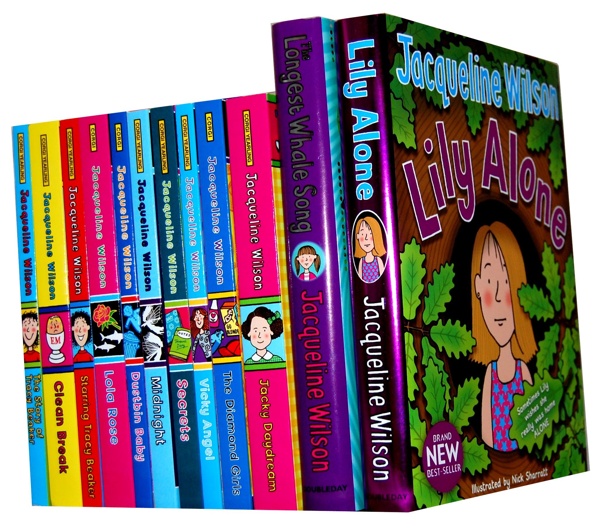 Jacqueline Wilson Collection 12 Books Set Lily Alone The Longest Whale Song The Story Of Tracy Beaker Clean Break Starring Tracy Beaker Lola Rose Dustbin Baby Midnight Jacky Daydream The Diamond Girls