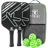 Pickleball Paddles Set of 2, Reinforced T700 Raw Carbon Fiber Paddles with High Texture Surface and Perforated Comfort Grip, Honeycomb Polypropylene Core, 4 Durable Pickleballs & Carry Bag.
