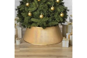 NEW TRADITIONS SIMPLIFY YOUR HOLIDAY New Traditions Rose Gold Metallic Faux Leather Christmas Tree Collar – 26" Diameter Fabric Stand Band for Artificial & Natural Trees – Tree Skirt Alternative, Collapsible