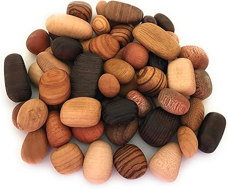 Polished Wood Decorative Pebbles Wooden Decorative Stones The