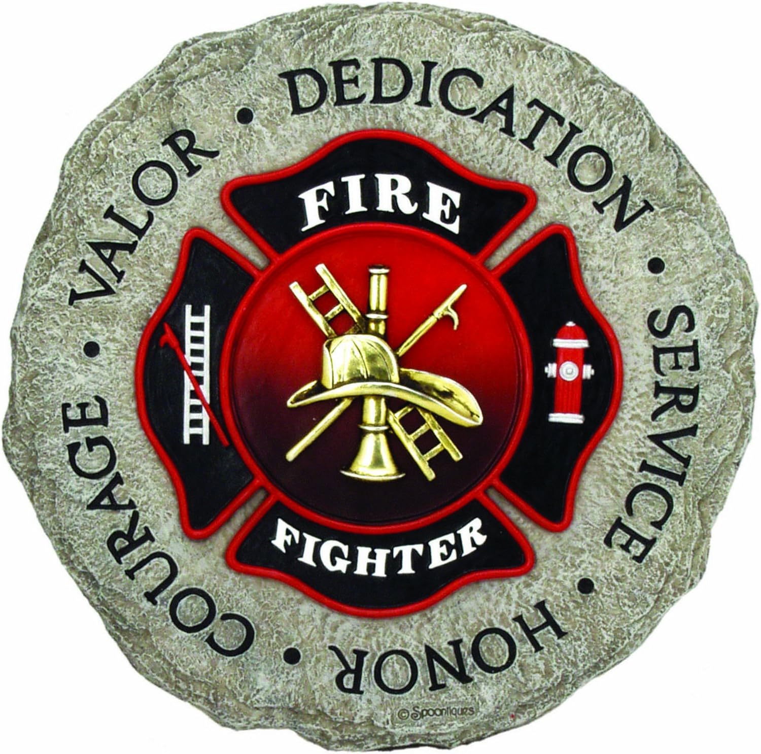Hardscaping Materials - Spoontiques Firefighter Stepping Stone - Garden Décor - Decorative Stone for Patio Home Lawn and Yard