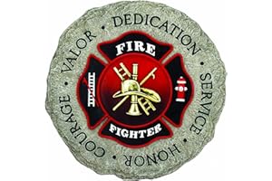 Spoontiques Firefighter Stepping Stone - Garden Décor - Decorative Stone for Patio Home Lawn and Yard